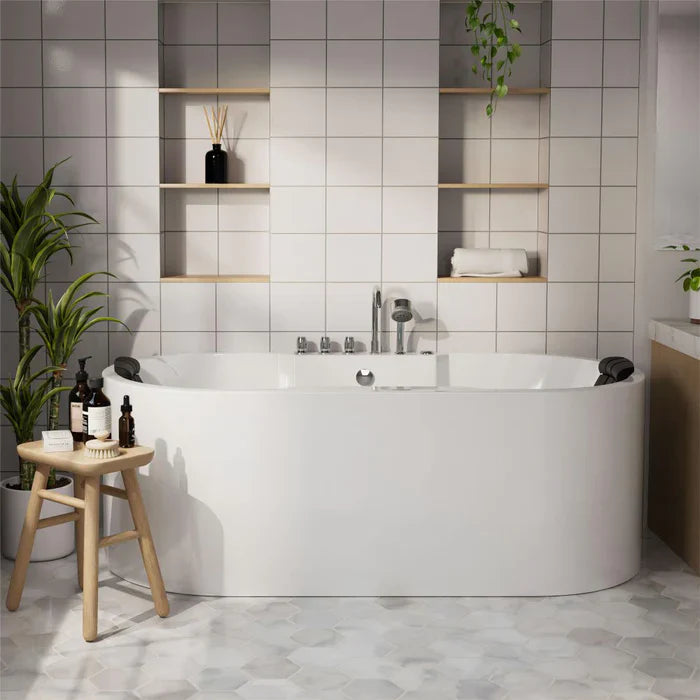 67 Freestanding Oval Whirlpool Bathtub with Faucet Z877