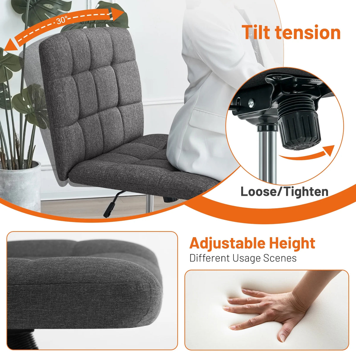 DarkGrey Swivel Desk Chair Z82783