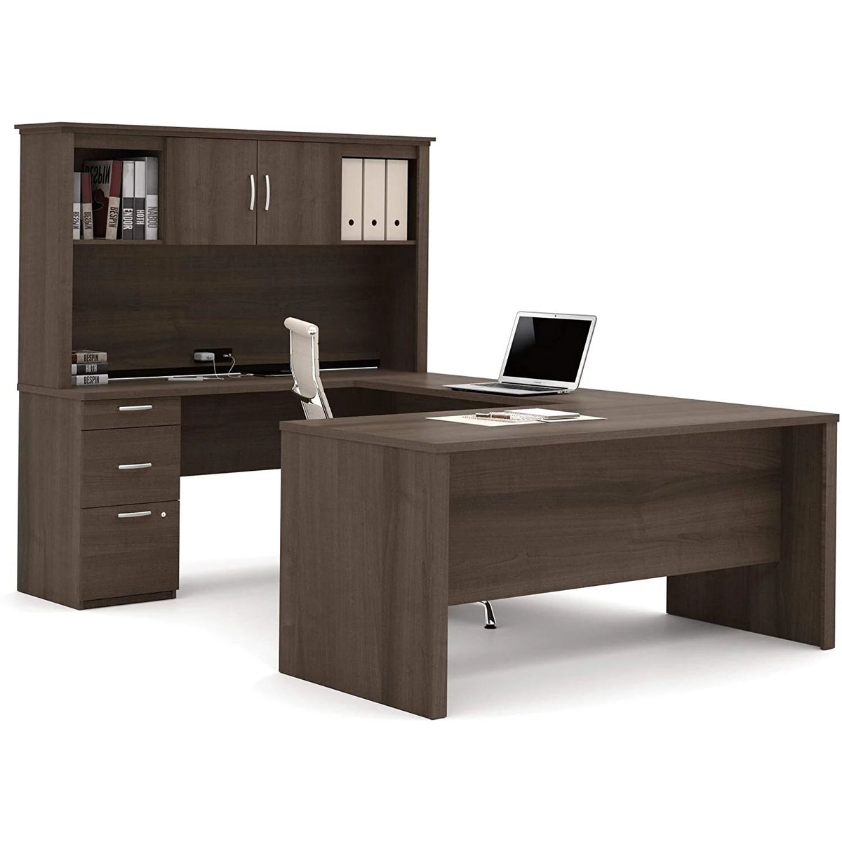 L-Shaped Executive Desk with Pedestal and Hutch O312