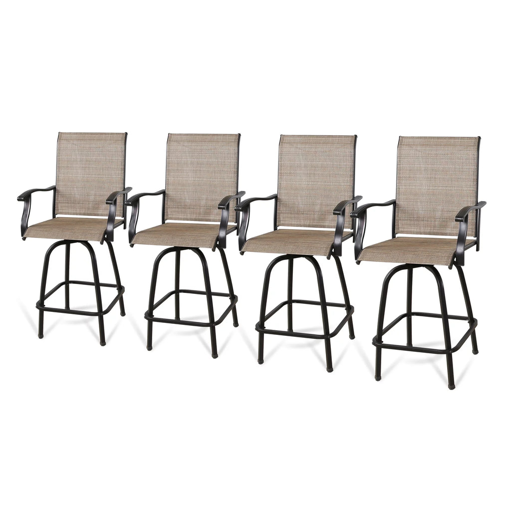 4-Piece Outdoor Swivel Bar Stools with High Back and Armrest Y131118