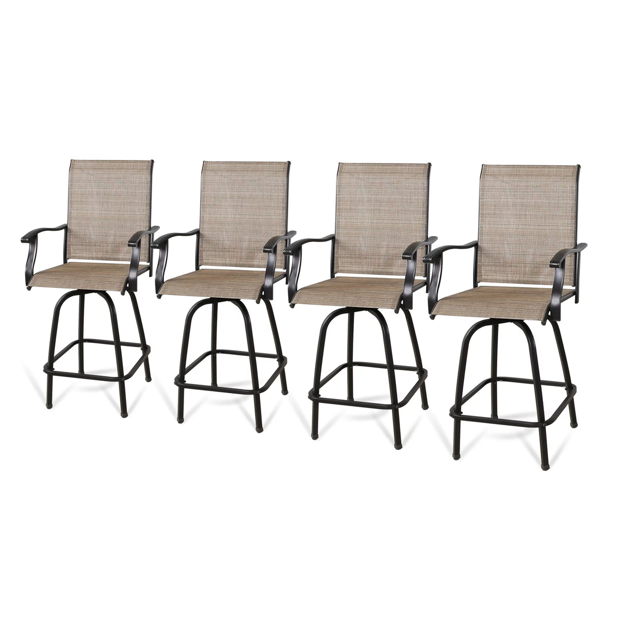 4-Piece Outdoor Swivel Bar Stools with High Back and Armrest Y131118