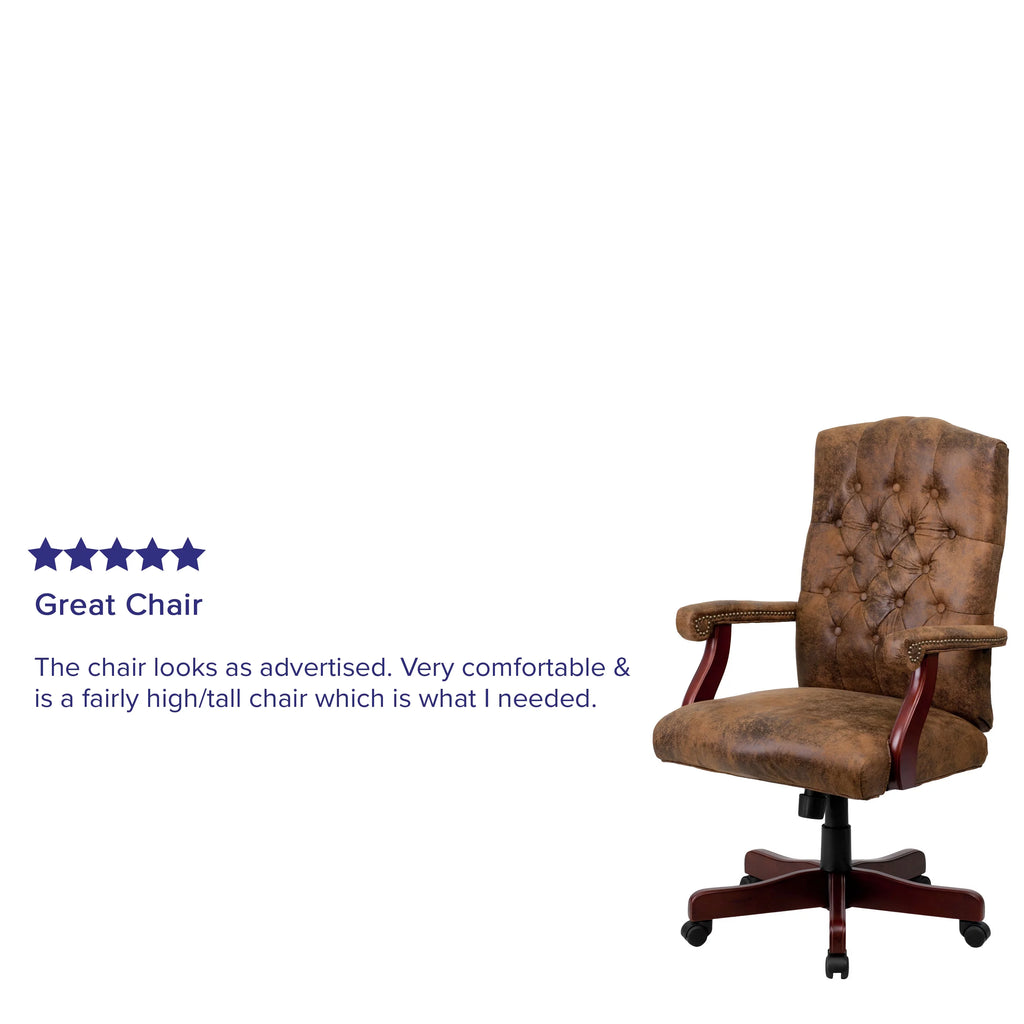 Brown Ultra-Suede Swivel High-Back Office Chair B208