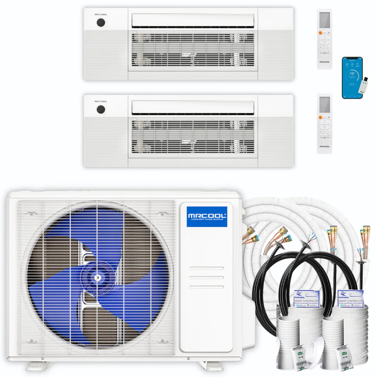 18,000 BTU 2 Zone Ceiling Cassette Ductless Air Conditioner and Heat Pump A744131