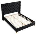 King Platform Bed with Black Velvet Upholstery C3726