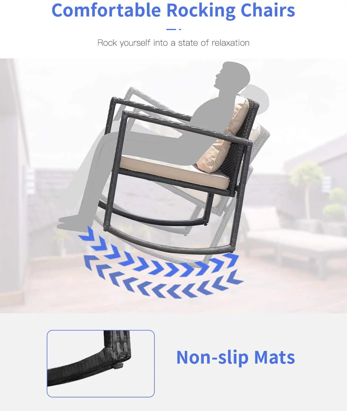 3 Piece Wicker Patio Furniture Set with Coffee Table W56676