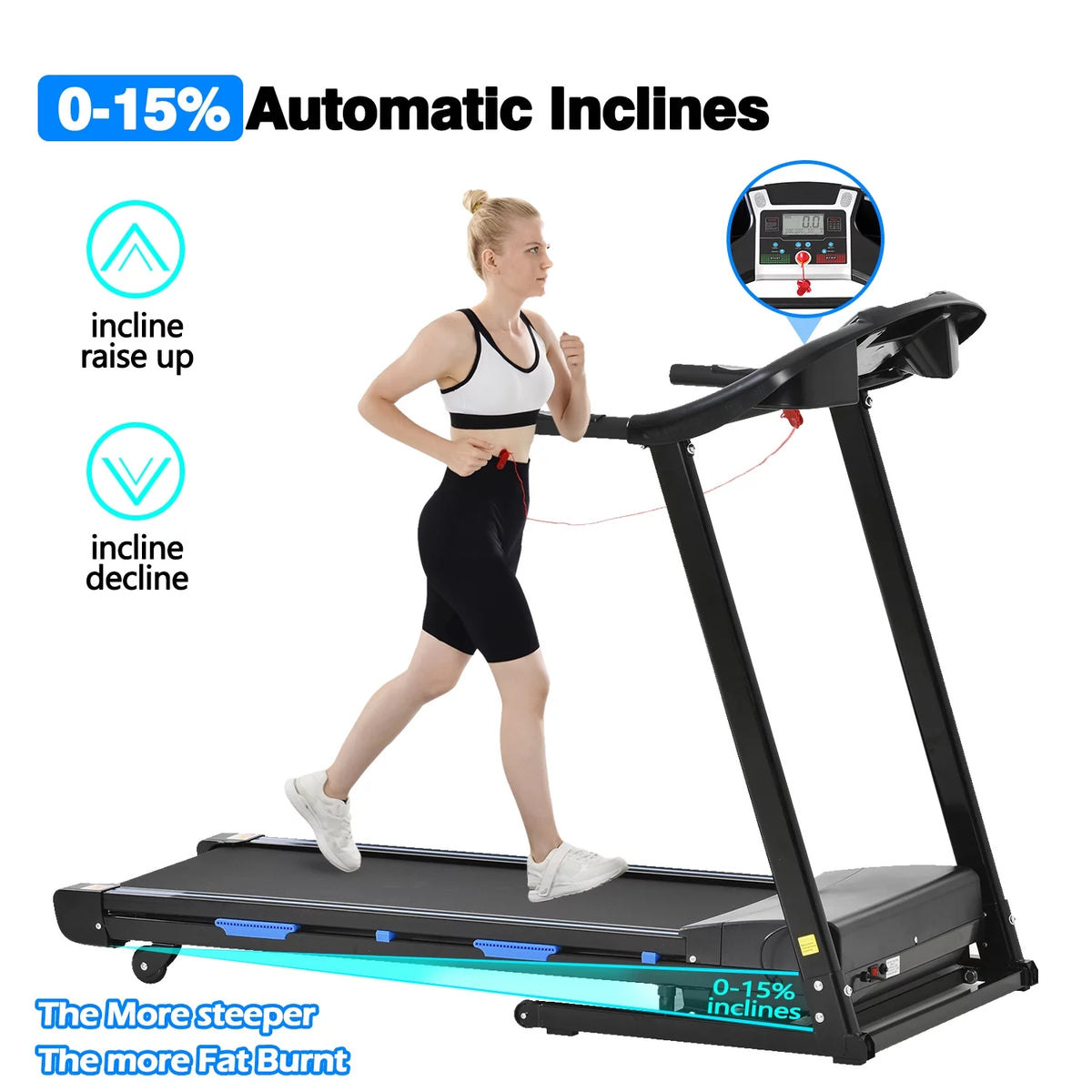 3.5HP Folding Electric Treadmill with Auto Incline Y8827