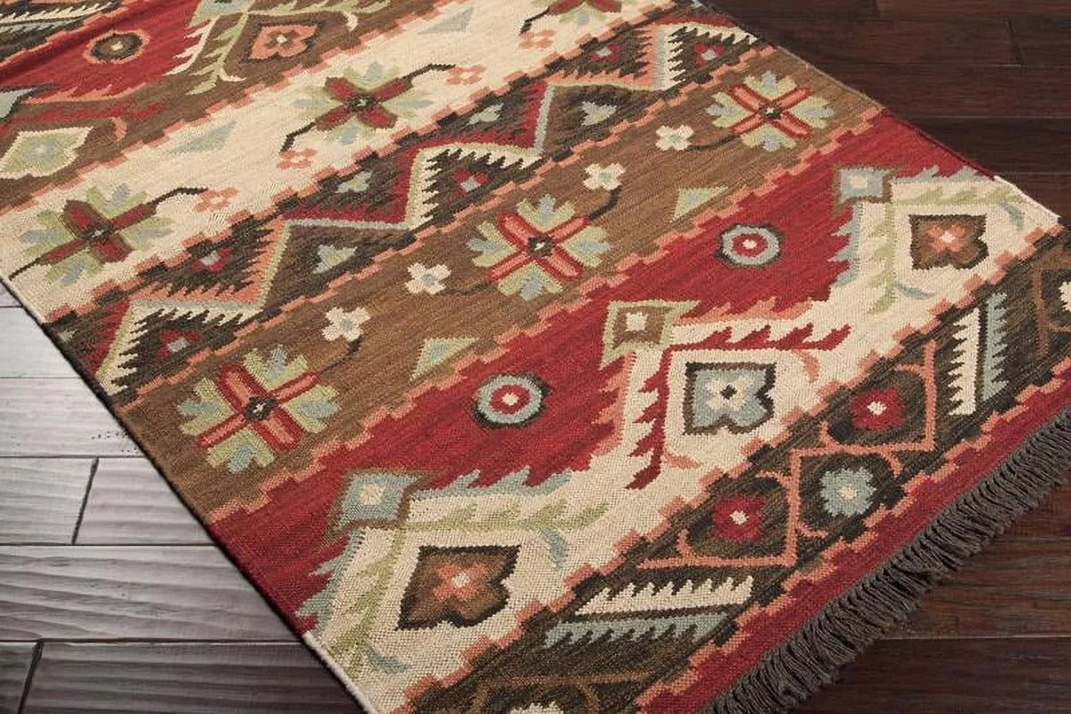 Wool Dark Brown 2x8 Runner Area Rug E738874