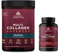 Multi Collagen Advanced Powder Hydrate Mixed Berry 30 Servings + Capsules Muscle 90 Count V112