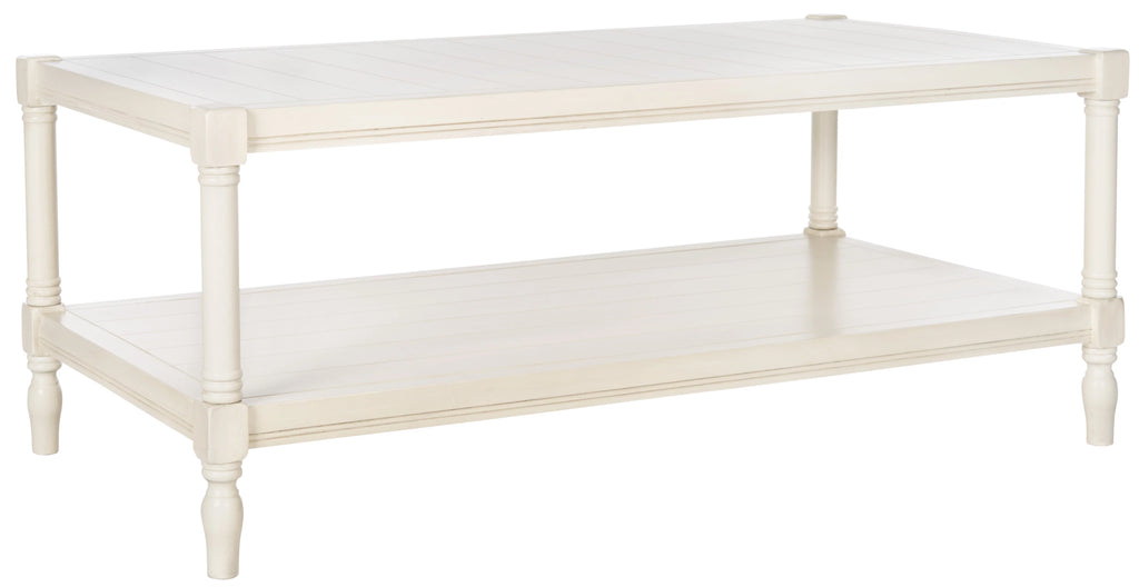 White Coffee Table with Storage Shelf Y1355