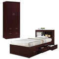 2 Piece Bedroom Set with Captain Bed and 2 Door Armoire in Mahogany M917
