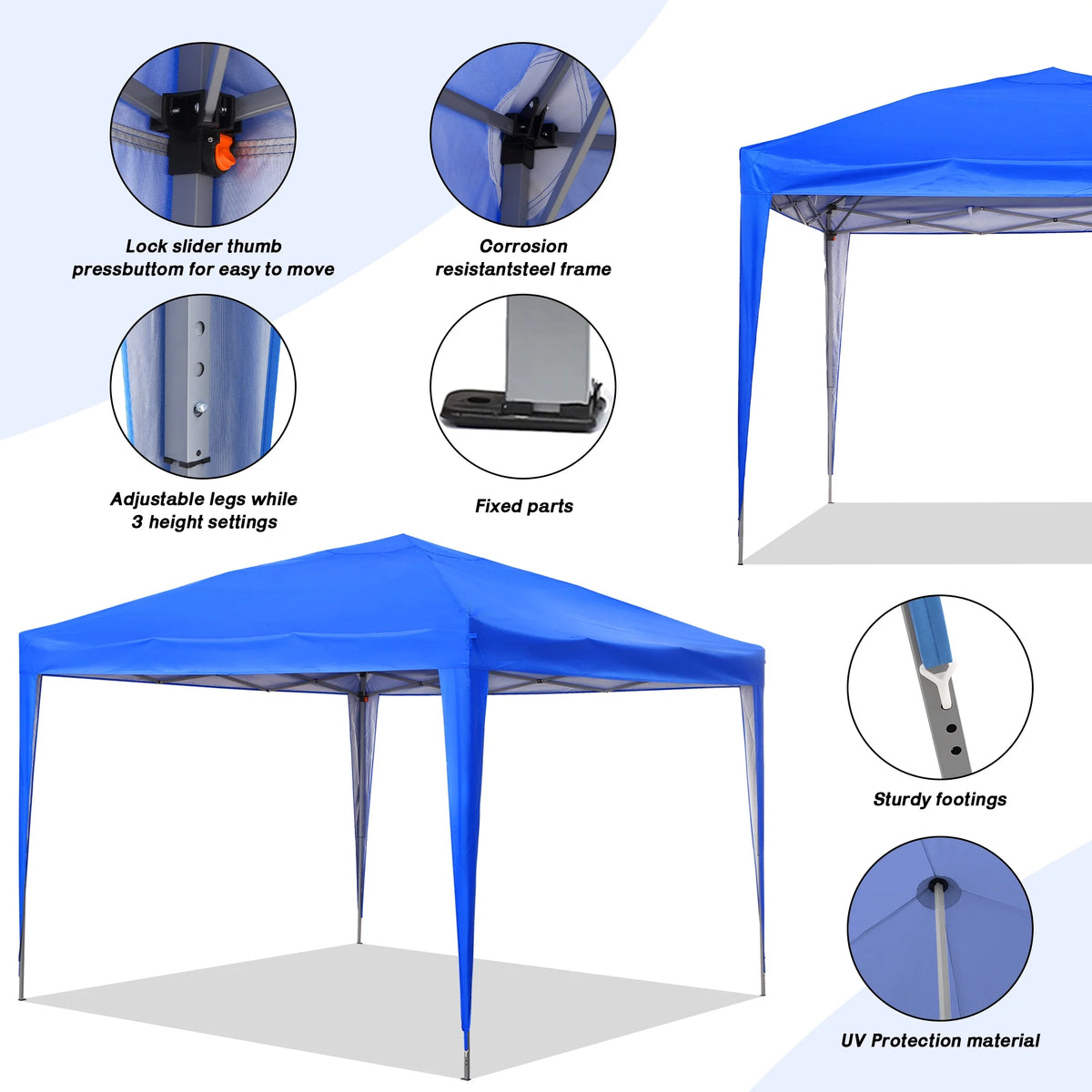 10 ft x 10 ft White Pop Up Canopy Tent with Carry Bag R5536