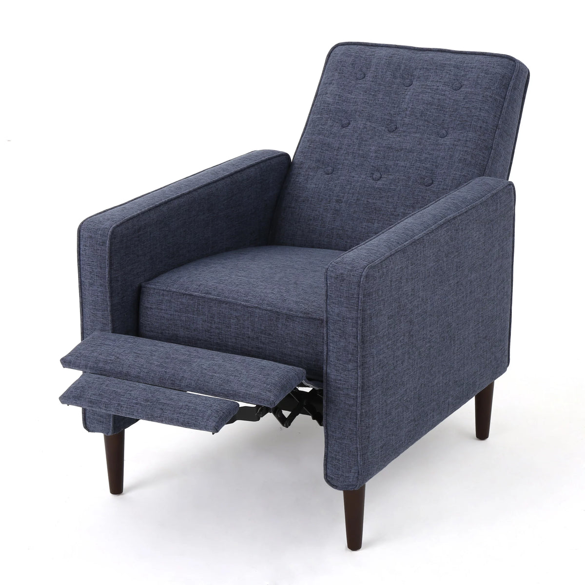 Dark Blue Tufted Fabric Recliner C9658