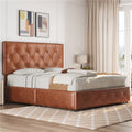Black Queen Upholstered Platform Bed with Storage S7576