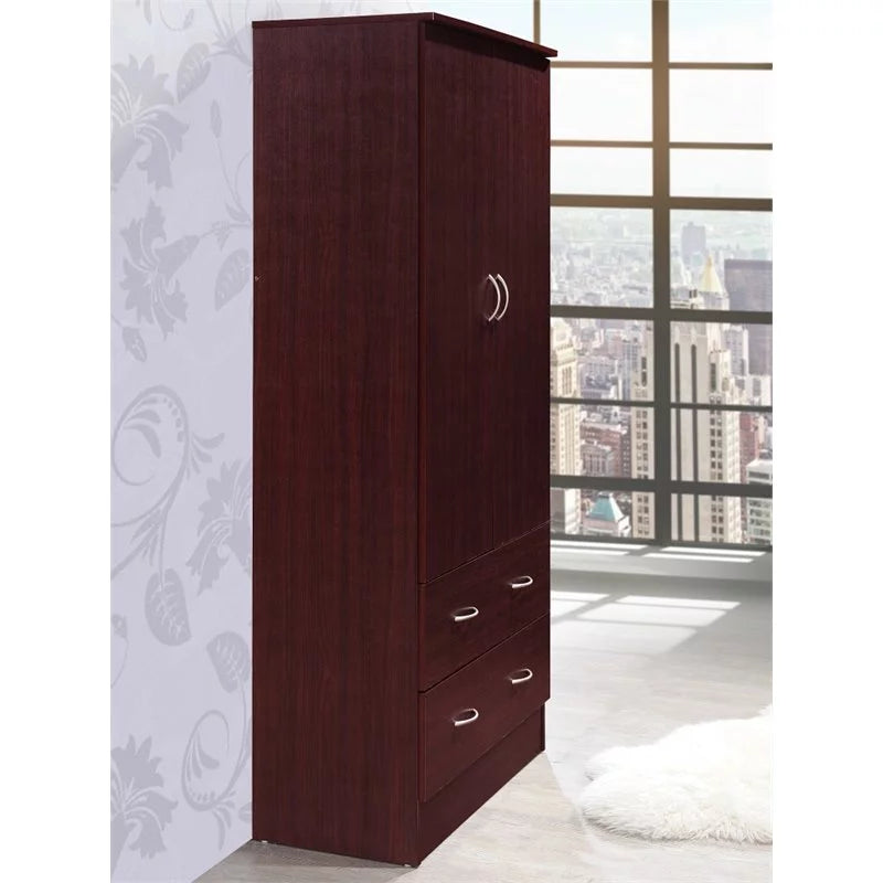 2 Piece Bedroom Set with Captain Bed and 2 Door Armoire in Mahogany M917