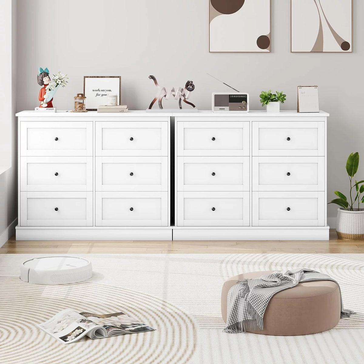 White 6 Drawer Dresser E174