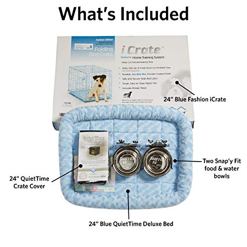 42-inch Double Door Dog Crate with Pet Bed, 2 Bowls and Privacy Cover Z748239