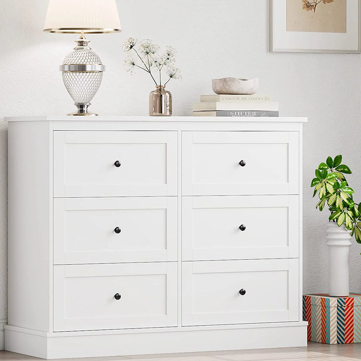 White 6 Drawer Dresser E174