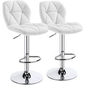 Adjustable White PU Leather Swivel Bar Stools with Backrest W72969