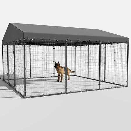 Large Heavy Duty Galvanized Steel Outdoor Dog Kennel with Roof S58051