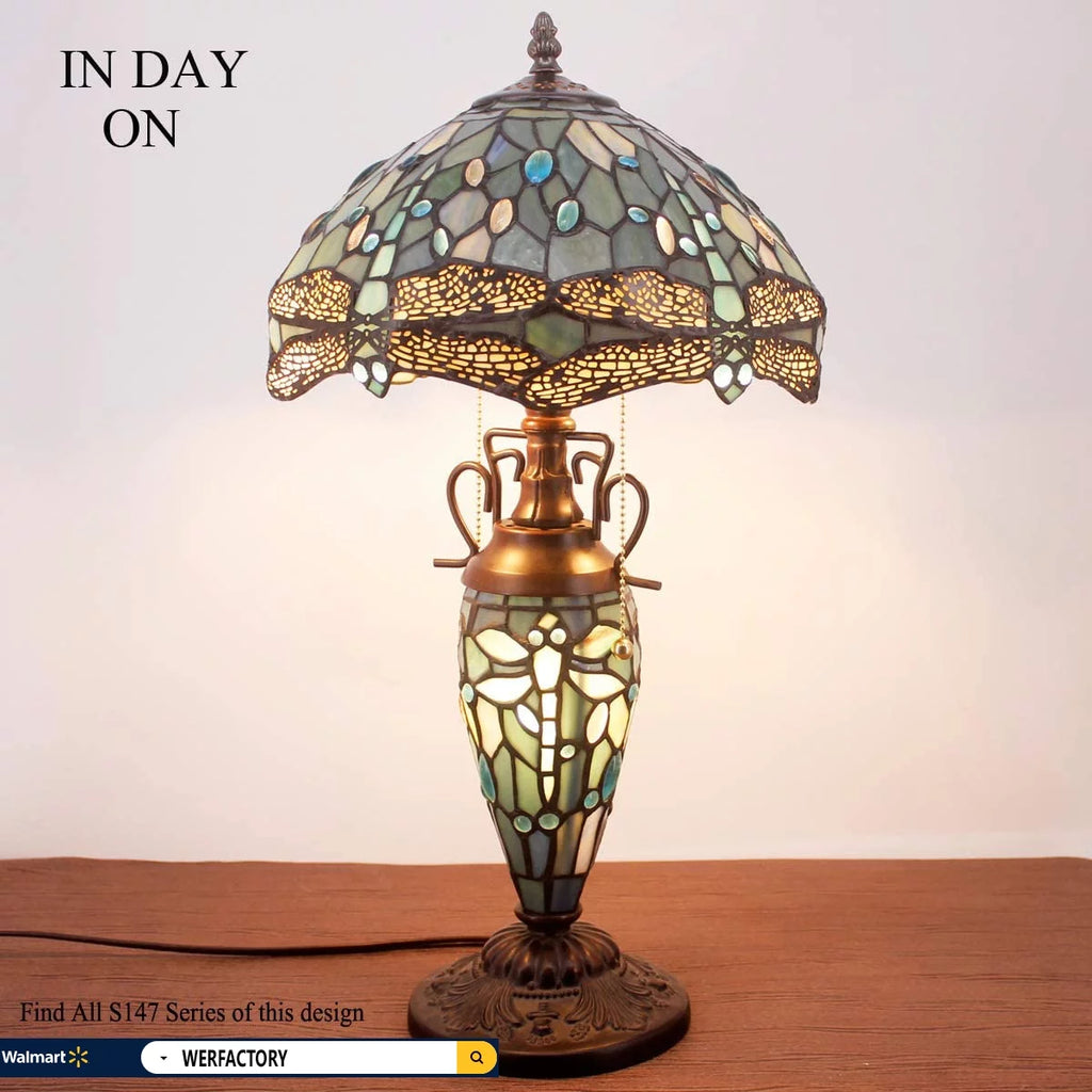 Sea Blue Stained Glass Table Lamp K14931