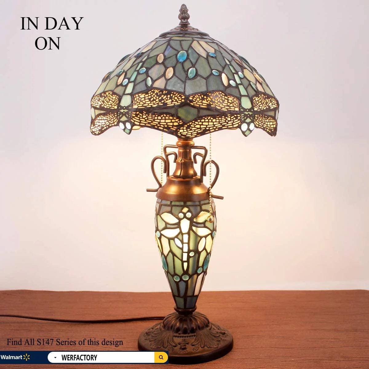 Sea Blue Stained Glass Table Lamp K14931