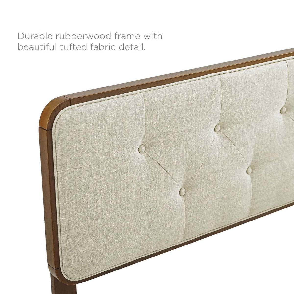 King Fabric and Wood Headboard in Walnut Beige V194