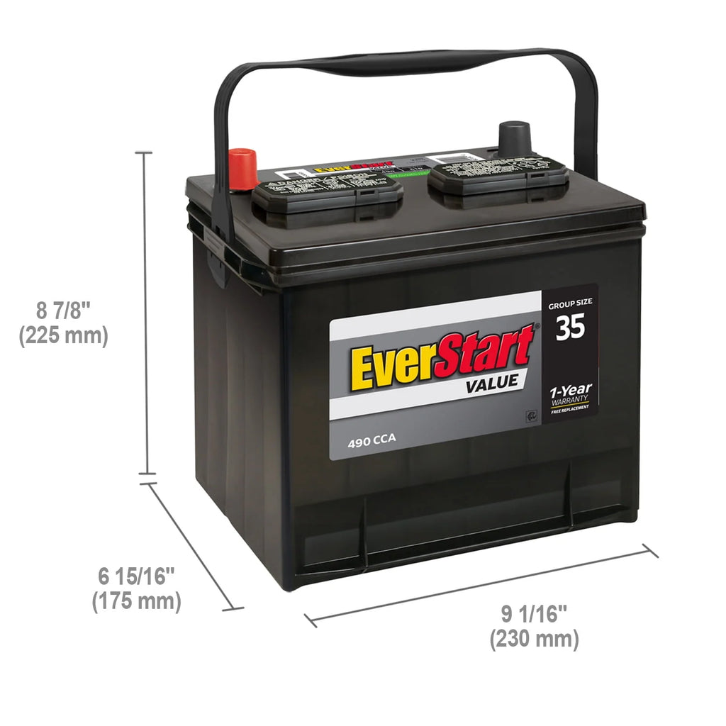 Lead Acid Automotive Battery Group Size 35 12 Volt 490 CCA W667661
