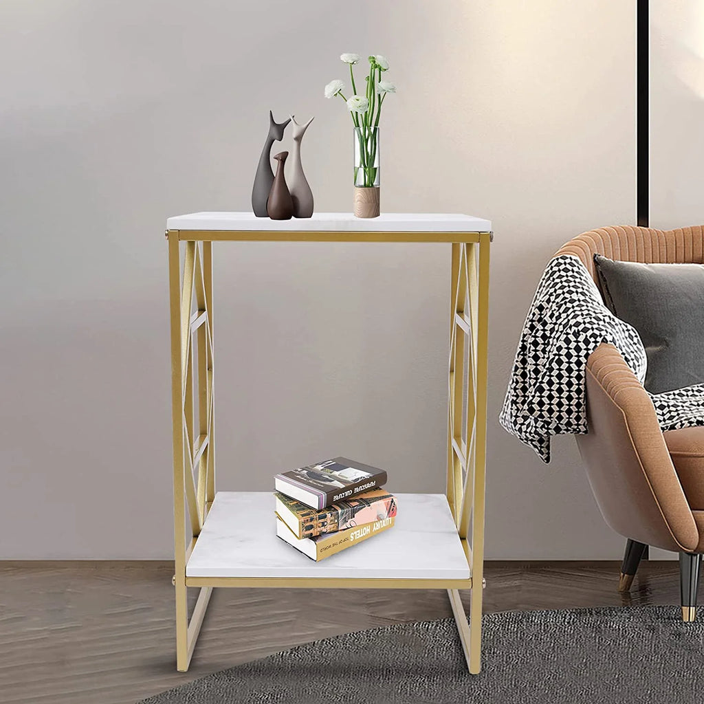 2-Tier Metal Nightstands with Storage Shelf M943576