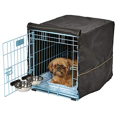 42-inch Double Door Dog Crate with Pet Bed, 2 Bowls and Privacy Cover Z748239