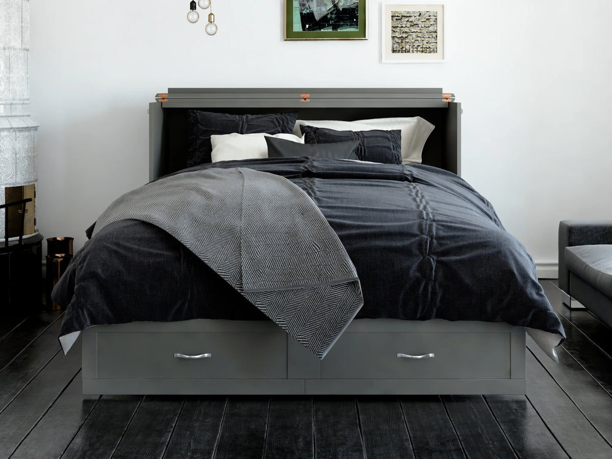 Queen Solid Wood Murphy Bed Chest with Mattress Y289