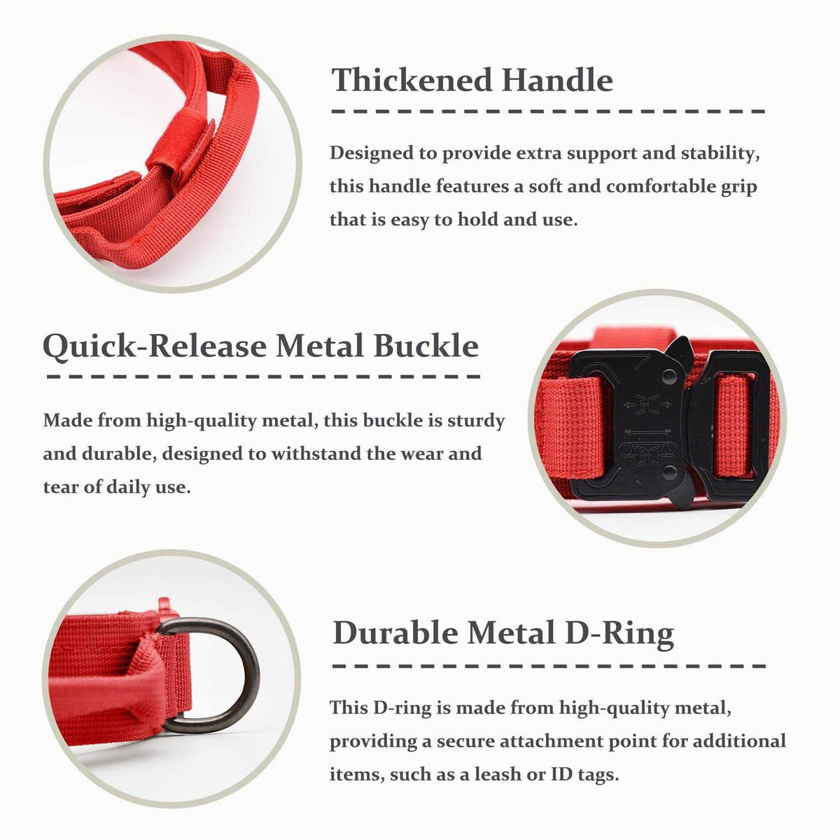 Adjustable Nylon Tactical Dog Collar with Control Handle C6649