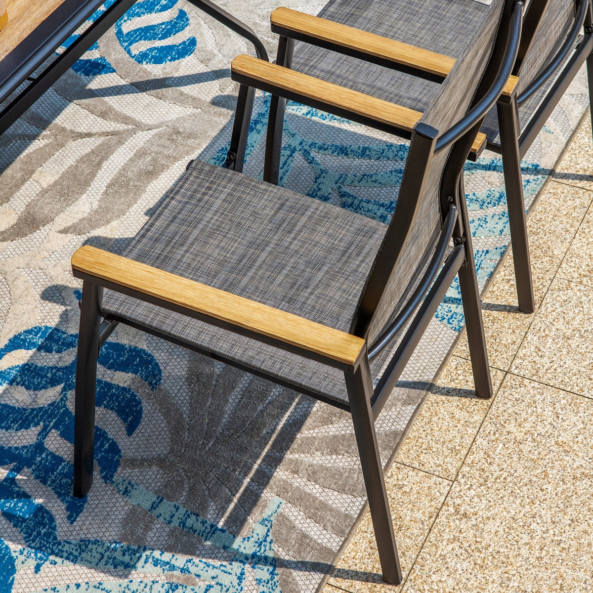 7 Pieces Outdoor Patio Dining Set with Stackable Chairs and Metal Table C2254