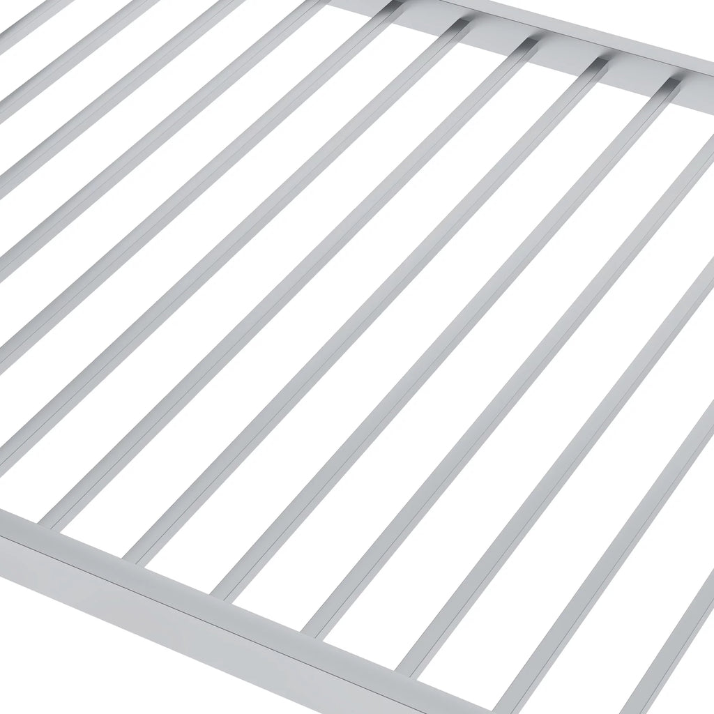 Metal Twin over Twin Low Bunk Bed with Ladder and Safety Guardrails H62058