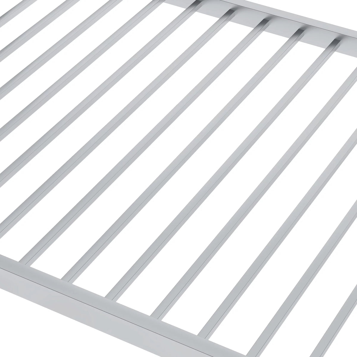 Metal Twin over Twin Low Bunk Bed with Ladder and Safety Guardrails H62058