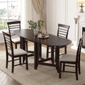 Extendable Drop Leaf Dining Table Set with 4 Upholstered Chairs I839090