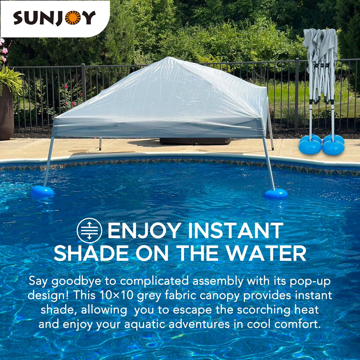10' × 10' Grey Fabric Pop Up Gazebo Y7143
