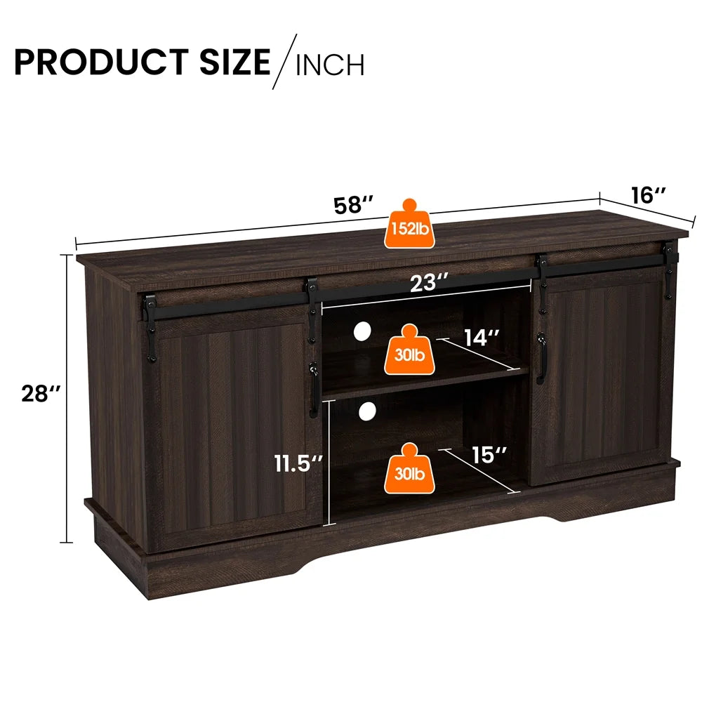 Modern TV Stand with Storage Shelves up to 65 Inch Rustic Brown J681995