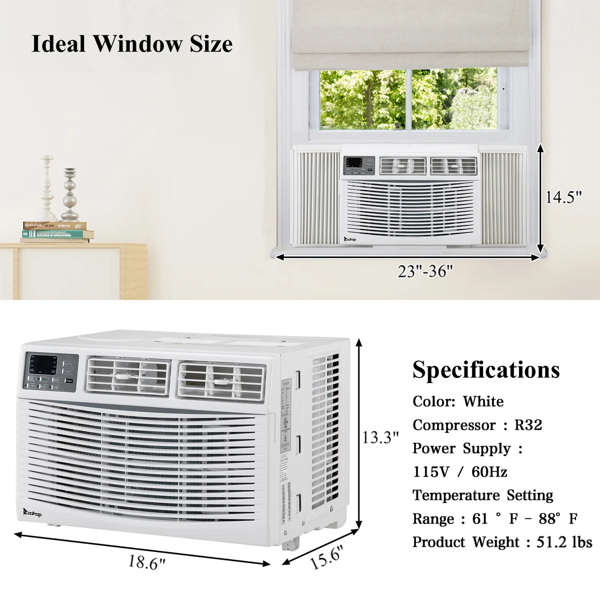 8,000 BTU White Window Air Conditioner U74142