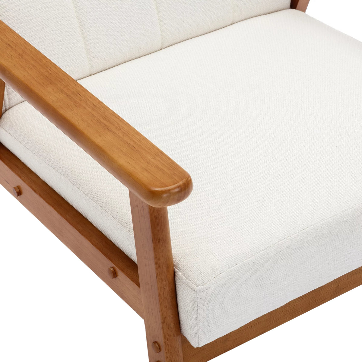 Beige Solid Wood Accent Chair U211