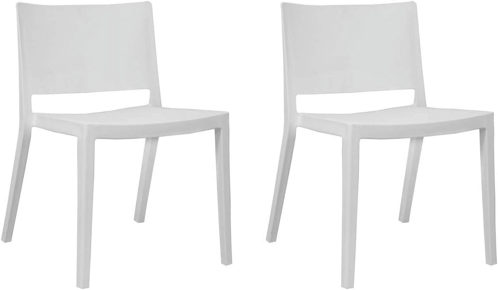 White Molded Plastic Side Chairs Set of 2 D318