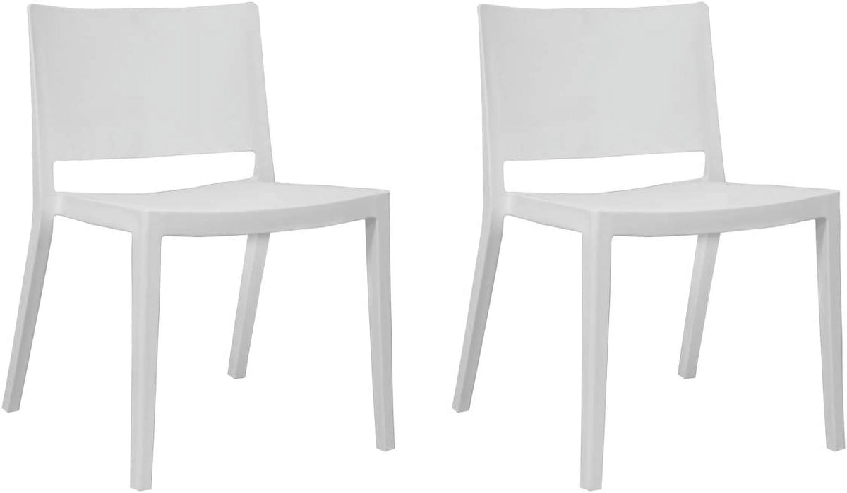 White Molded Plastic Side Chairs Set of 2 D318