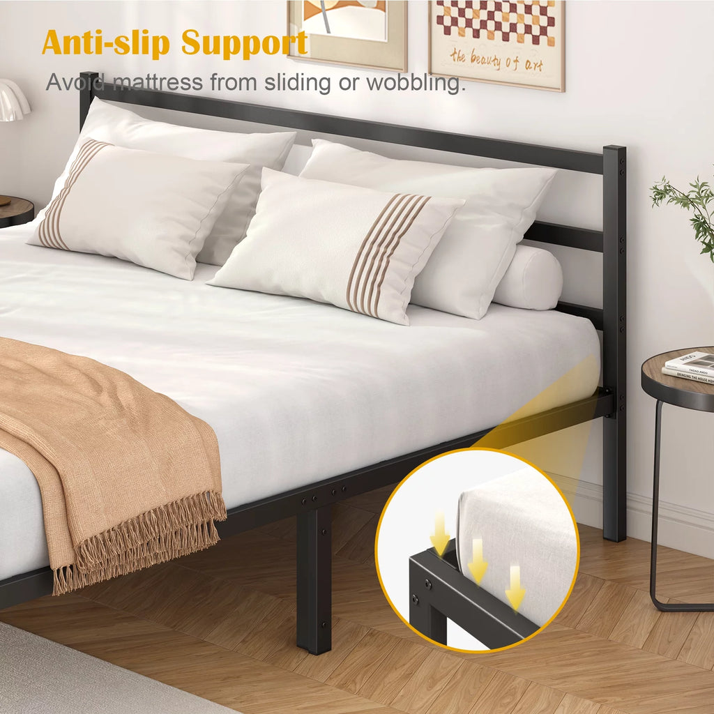Queen Size Metal Platform Bed Frame with Headboard and Footboard H859