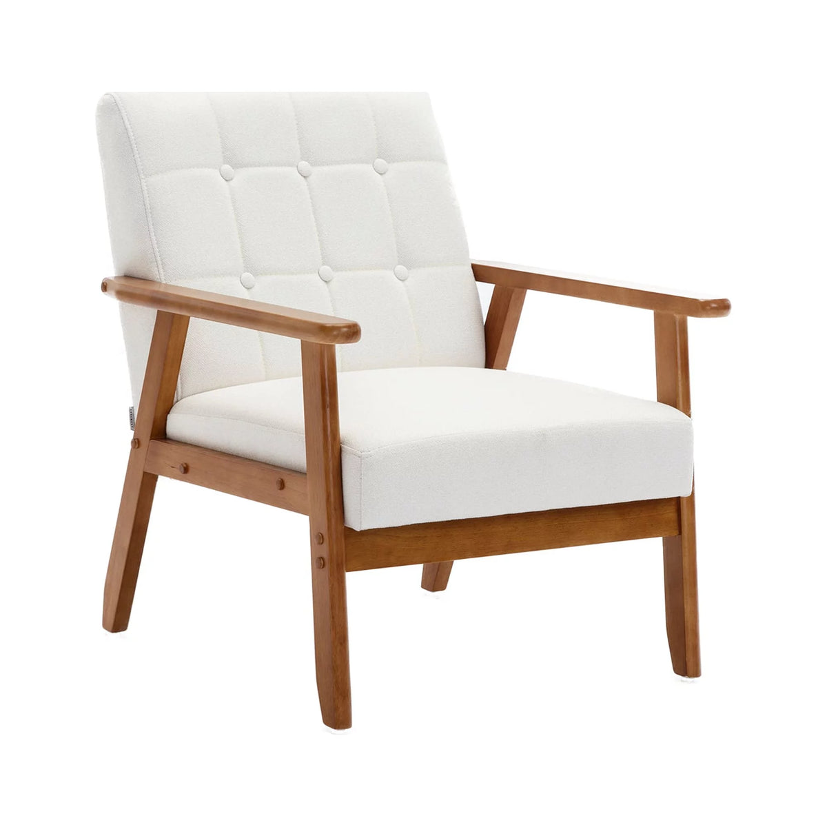 Beige Solid Wood Accent Chair U211