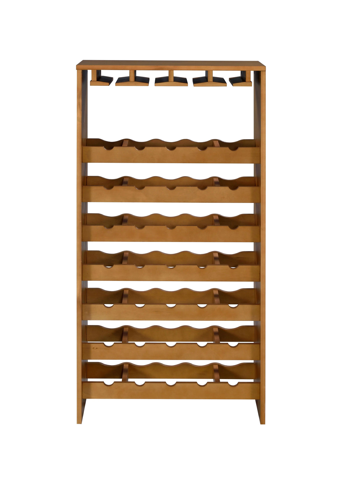 Oak 35-Bottle Wine Cabinet with Stemware Rack O545
