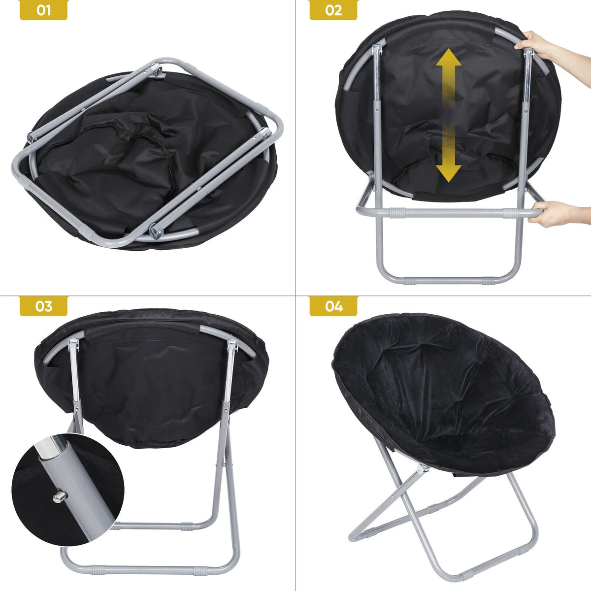 Set of 2 Black Folding Saucer Chair H777152