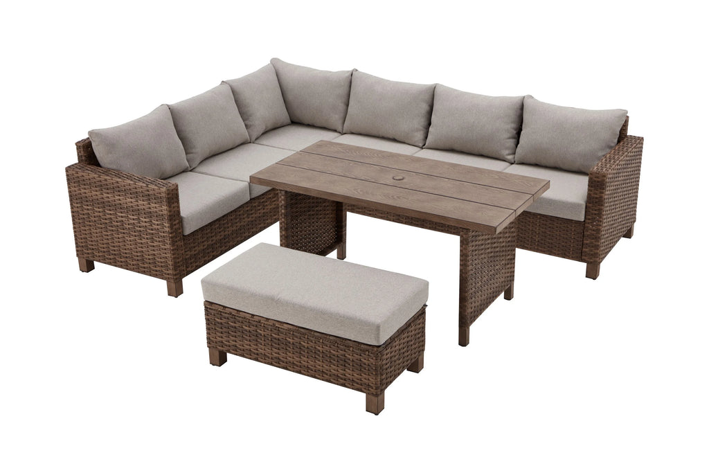 4 Piece Wicker Outdoor Patio Sectional Dining Set Q372289