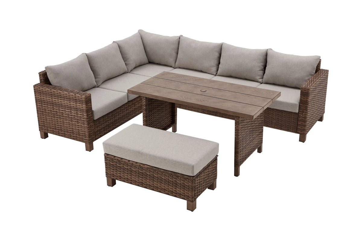4 Piece Wicker Outdoor Patio Sectional Dining Set Q372289
