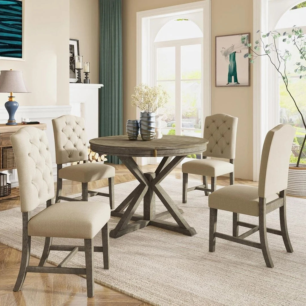 Extendable Round Dining Table Set for 4 W482