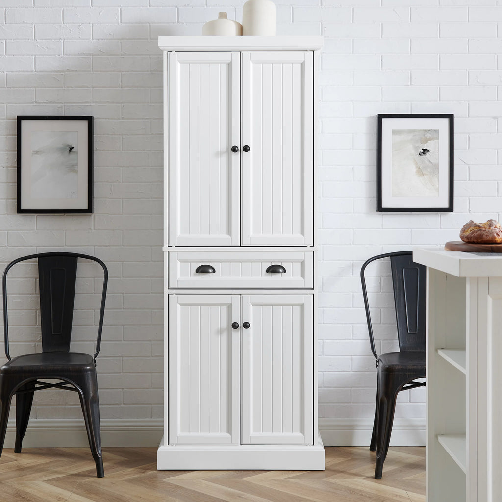 Distressed White Black Wood Pantry Y664
