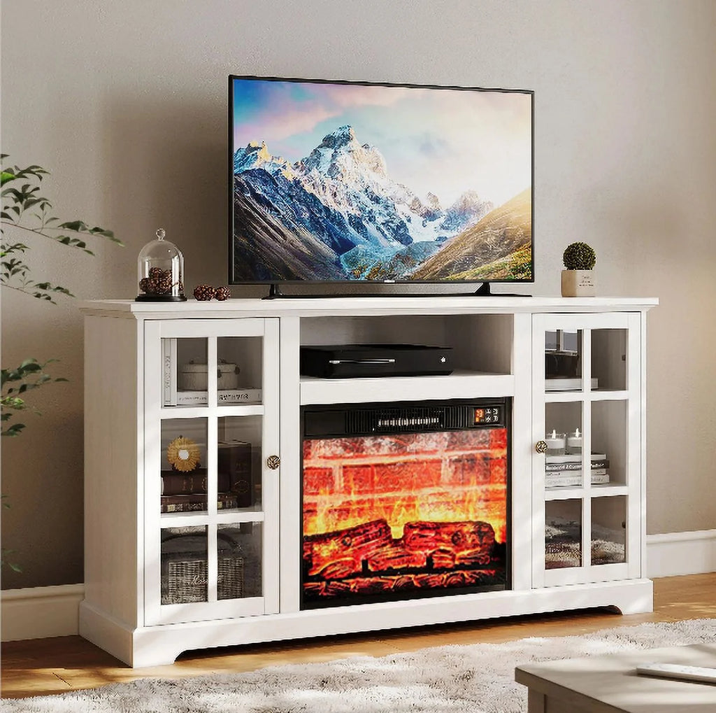 White Fireplace TV Stand W611